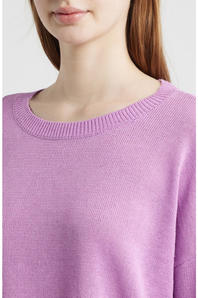 Crewneck Organic Linen & Organic Cotton Sweater, Alternate, color, BRIGHT ASTER