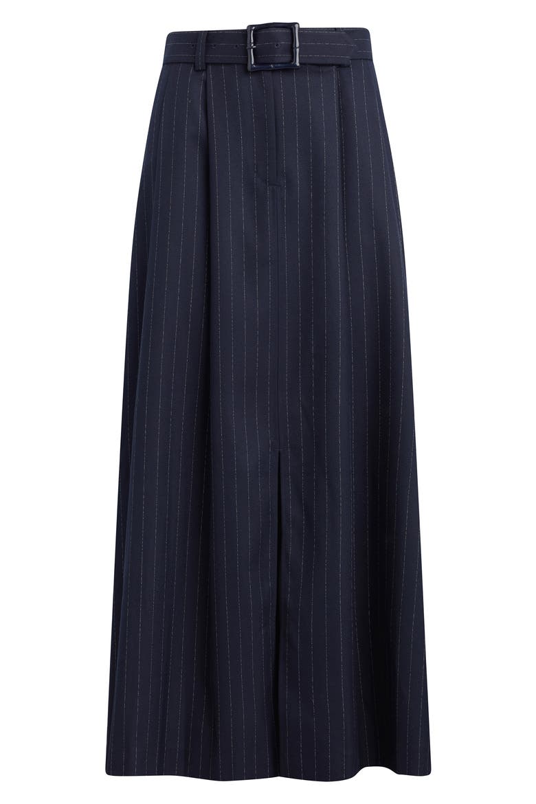 The Gabby Belted Pinstripe Maxi Skirt, Alternate, color, NAVY PINSTRIPE