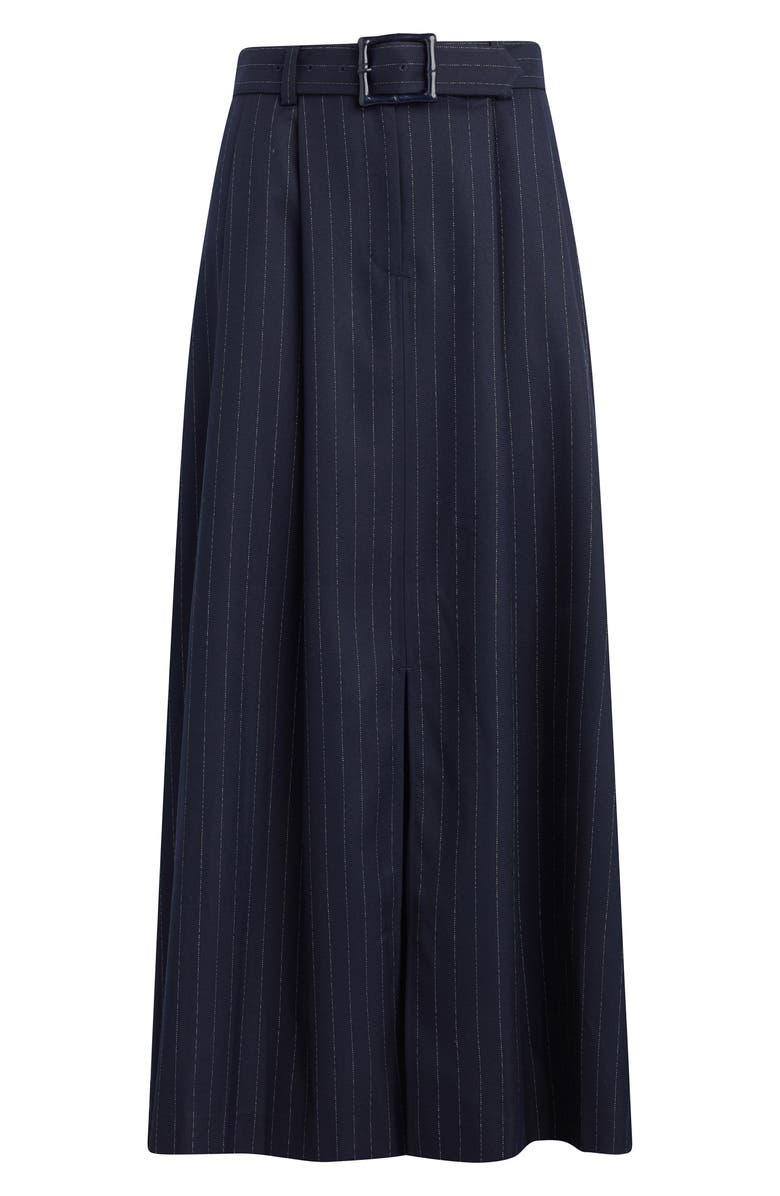 Favorite Daughter The Gabby Belted Pinstripe Maxi Skirt, Alternate, color, Navy Pinstripe