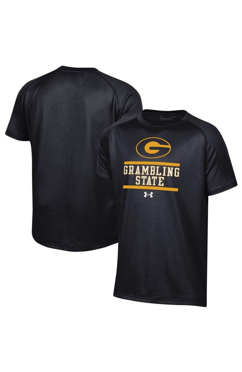 Under Armour Youth Under Armour Black Grambling Tigers Primary Logo Tech Raglan Performance T-Shirt, Main, color, 