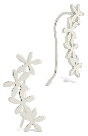 Sterling Forever Carly Floral Ear Crawlers In Metallic
