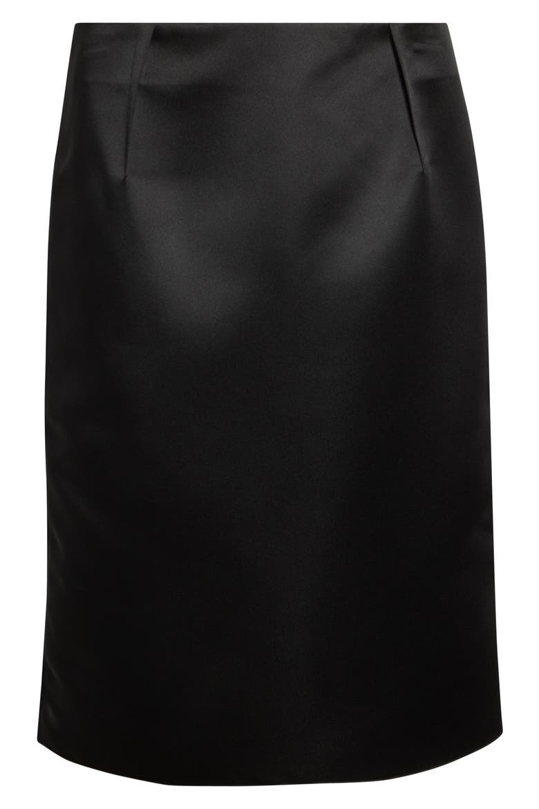 Duchesse Satin Pencil Skirt, Alternate, color, BLACK