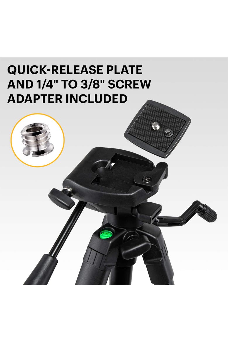 PhotoGear 62 Lightweight Tripod for Camera & Phone, Compact Travel Camera Tripod Stand, Alternate, color, Black