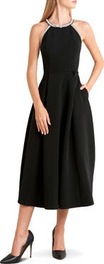 FREEMARKET Rhinestone Sleeveless Midi Dress