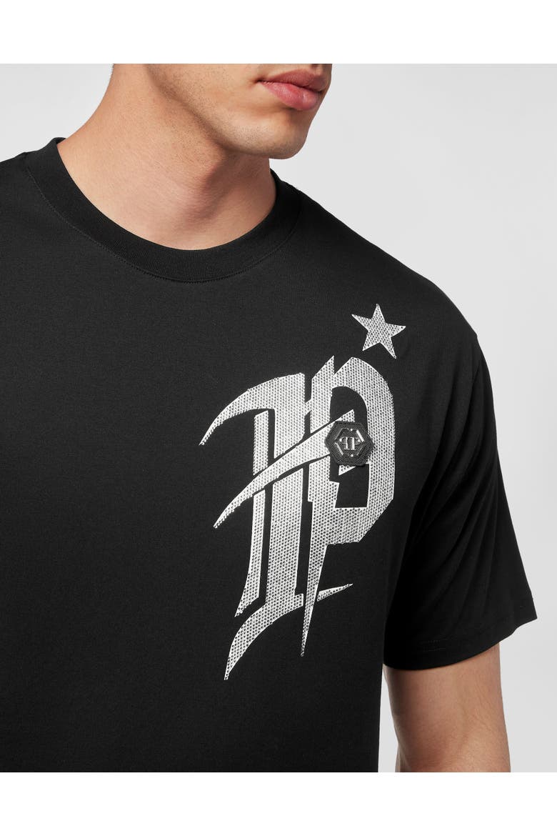 T-Shirt Round Neck Gothic Plein Men, Alternate, color, black