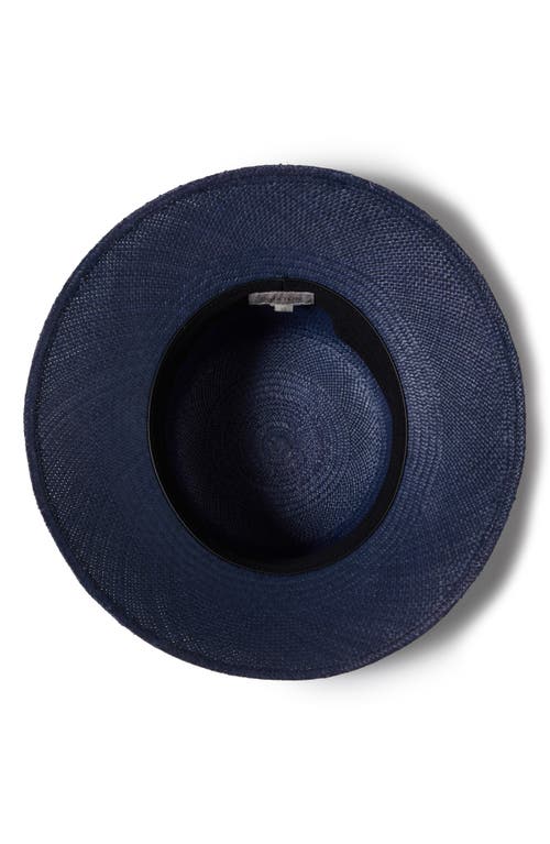Brixton Lopez Panama Straw Bucket Hat In Navy