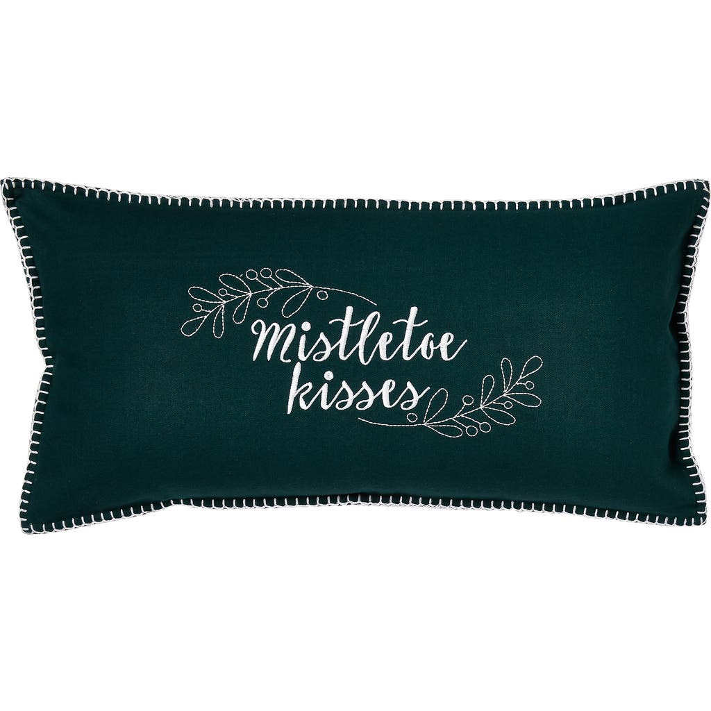 Tag Mistletoe Kisses Decorative Throw Pillow Green Cotton Holiday