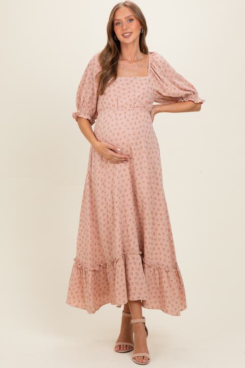Floral Print Square Neckline Maxi Dress