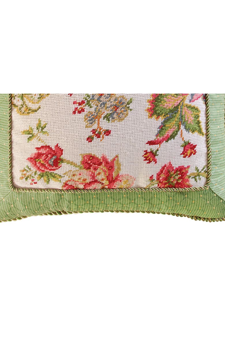 Deanna Needlepoint Pillow, Alternate, color, Green