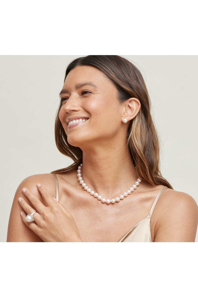 9.5-10mm Japanese Akoya White Pearl Necklace - AAA Quality, Alternate, color, White Gold Clasp