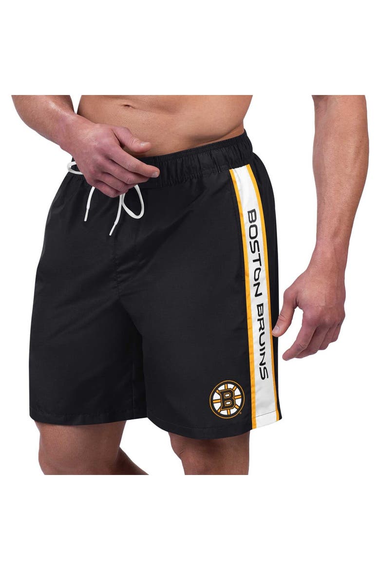 Men's G-III Sports by Carl Banks Black Boston Bruins Streamline Volley Swim Trunks, Main, color, Black
