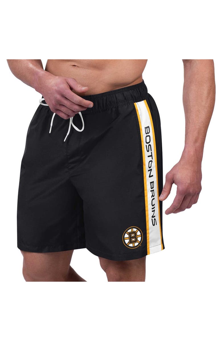 G-III SPORTS BY CARL BANKS Men's G-III Sports by Carl Banks Black Boston Bruins Streamline Volley Swim Trunks, Main, color, Black