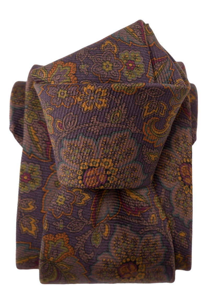 Trevi - Printed Silk Tie for Men, Alternate, color, Plum