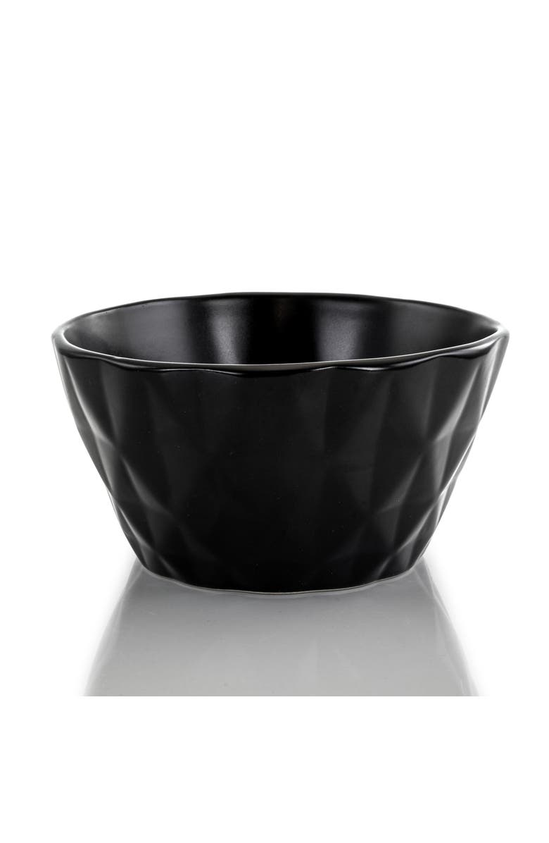 Elama Retro Chic 16-Piece Glazed Dinnerware Set, Alternate, color, Black