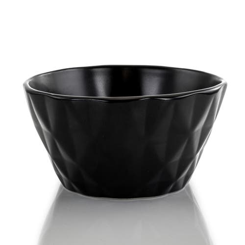 Elama Retro Chic 16-piece Glazed Dinnerware Set In Black