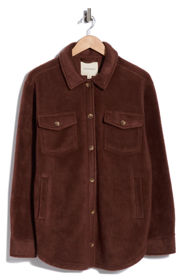Polar Fleece Shacket, Alternate, color, BROWN