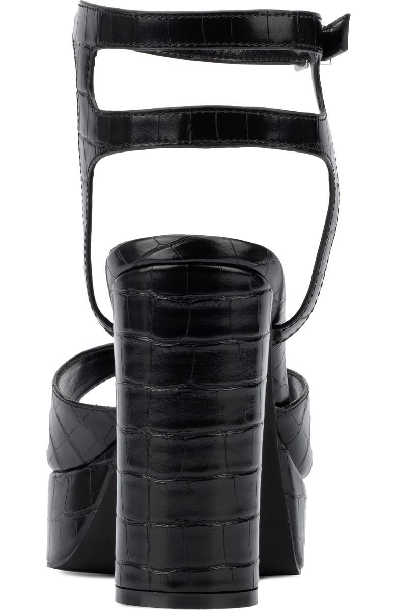 Fashion to Figure Hilari Croc Embossed Platform Heeled Sandal - Wide Width, Alternate, color, Black