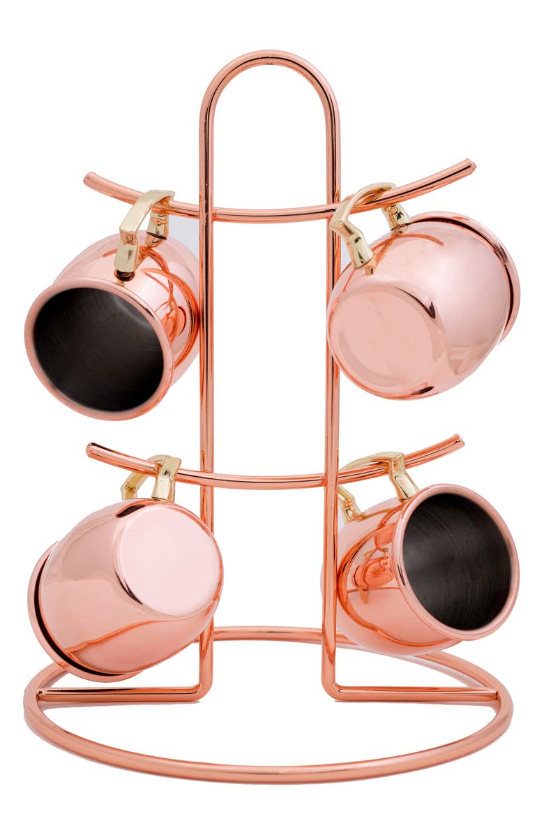 Silver One International Moscow Mule Shot Glasses with Stand Set, Main, color, Copper