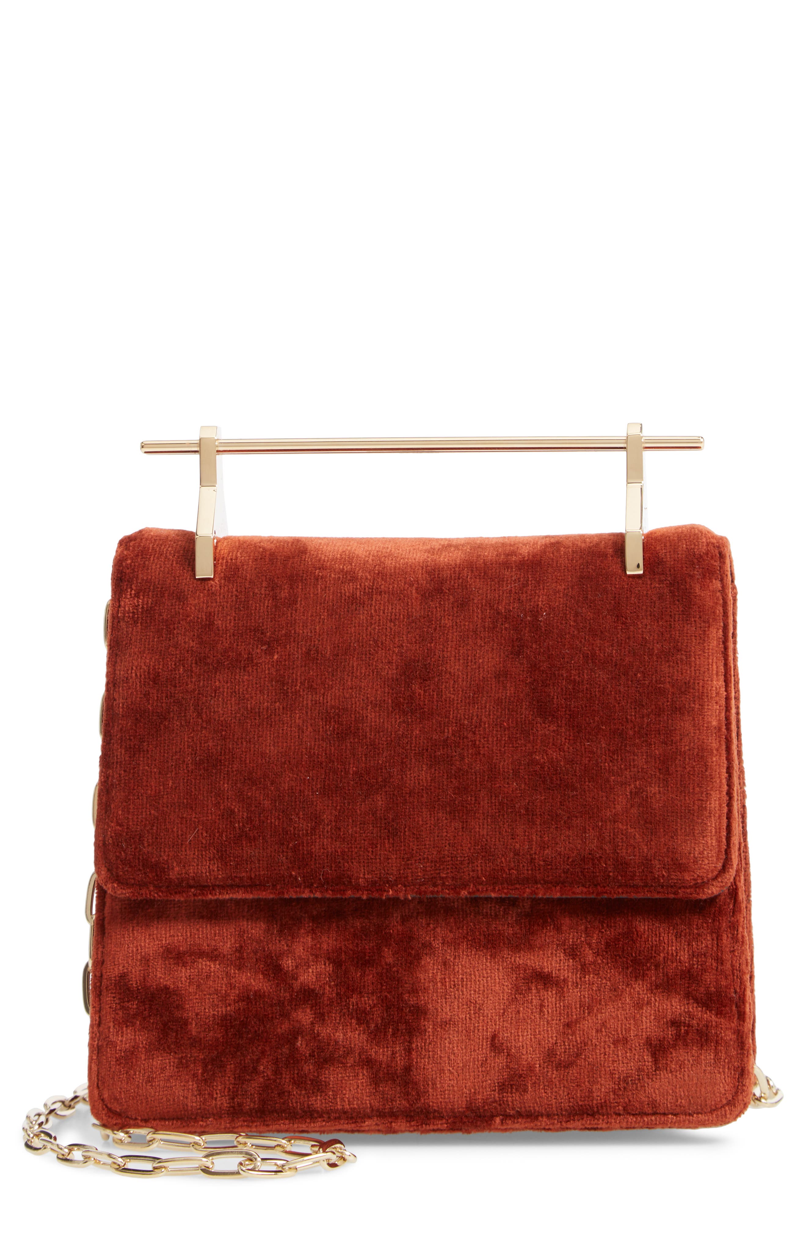 M2MALLETIER Mini La Collectionneuse Velvet Crossbody Bag, Main, color, 