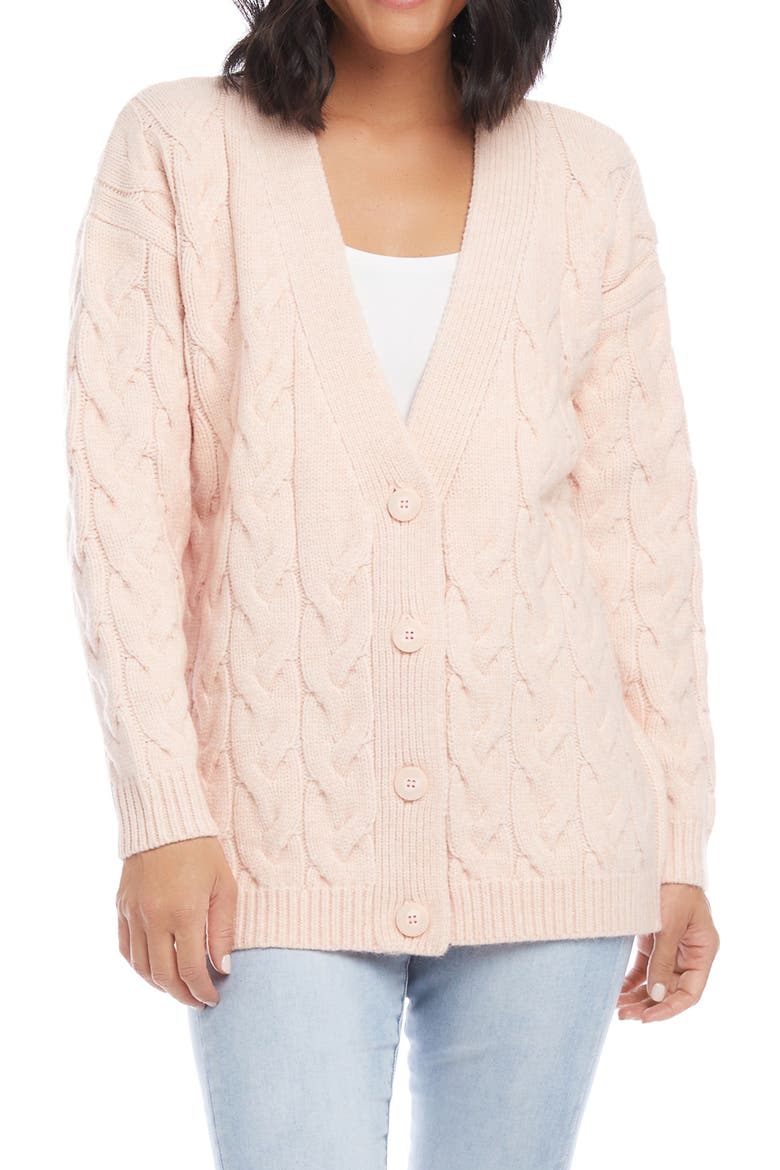 Cable Knit Cardigan, Main, color, PIN