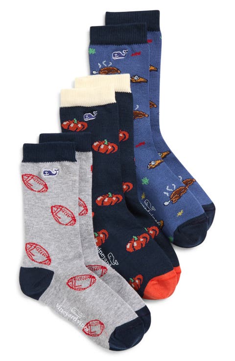 Kids' Assorted 3-Pack Thanksgiving Icons Socks (Big Kid)