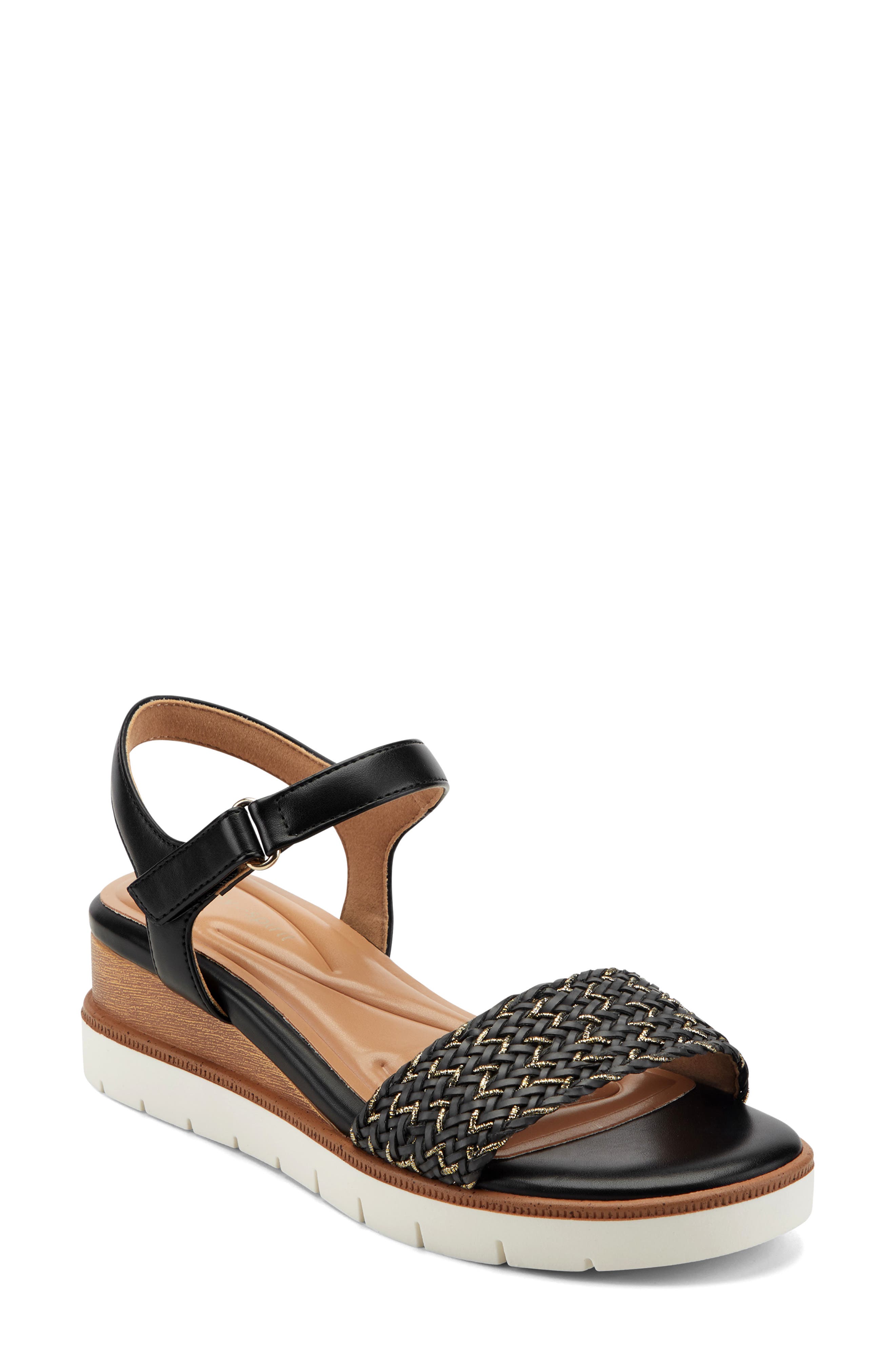 Easy Spirit Edythe Wedge Sandal, Main, color, Black