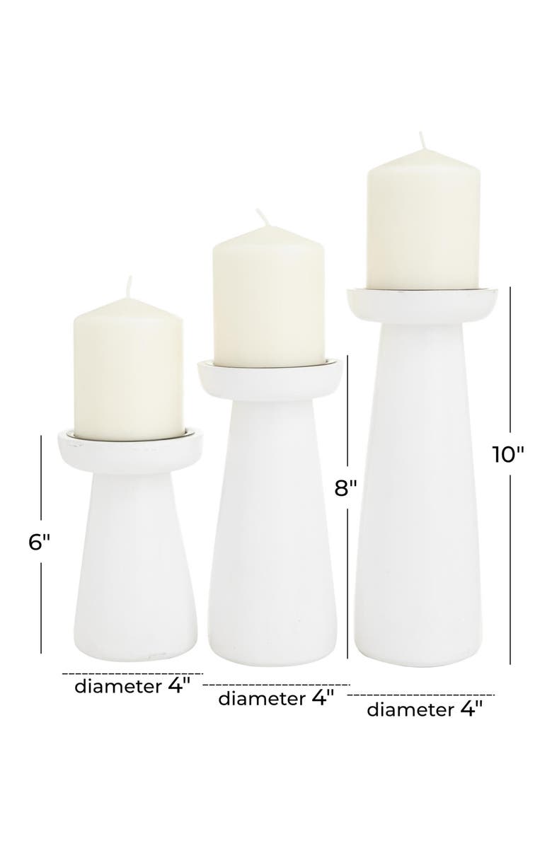 UMA Set of 3 Wood Pillar Candle Holders, Alternate, color, White