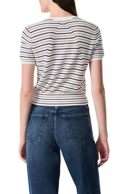 Rag & Bone Dina Stripe Short Sleeve Cardigan In Multi