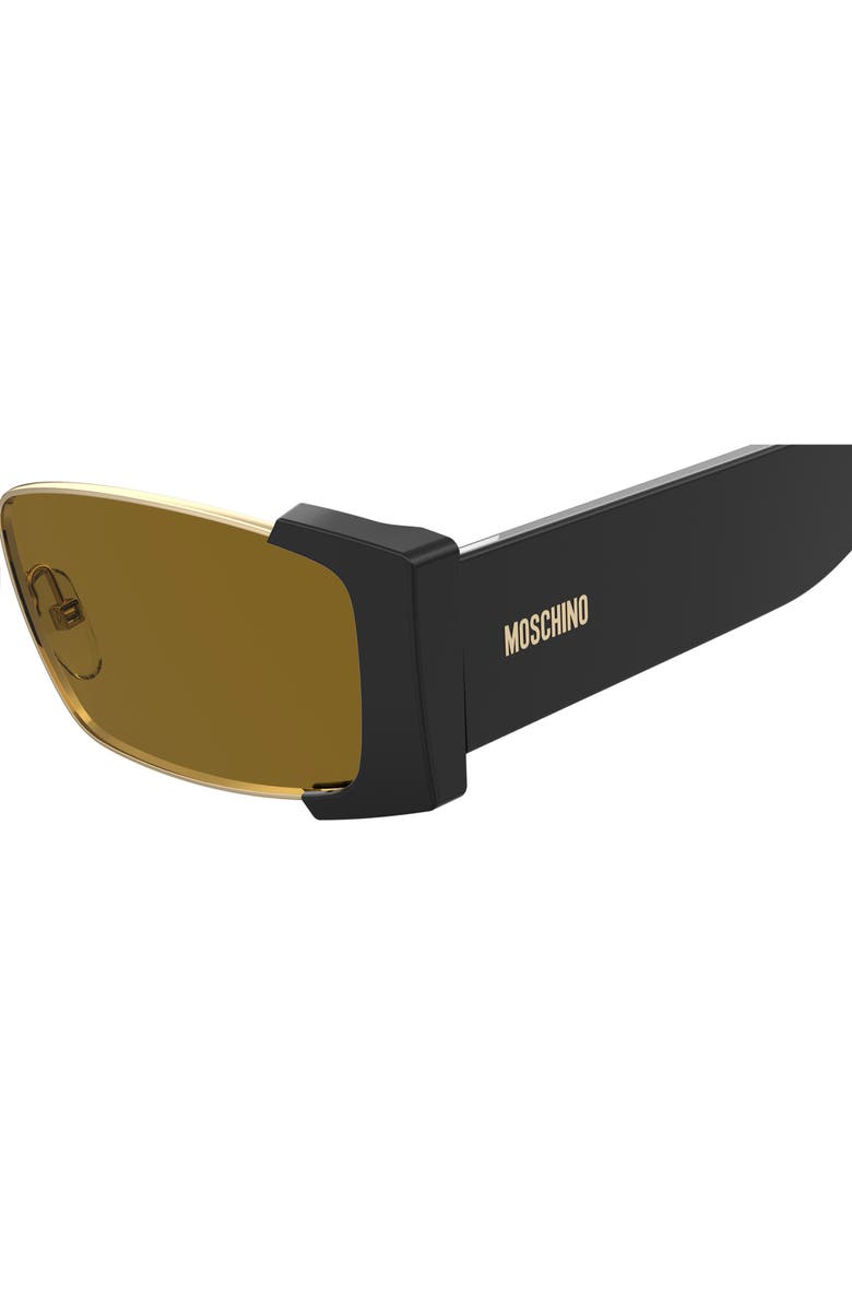 Moschino 57mm Rectangular Sunglasses, Alternate, color, Black Gold/ Brown