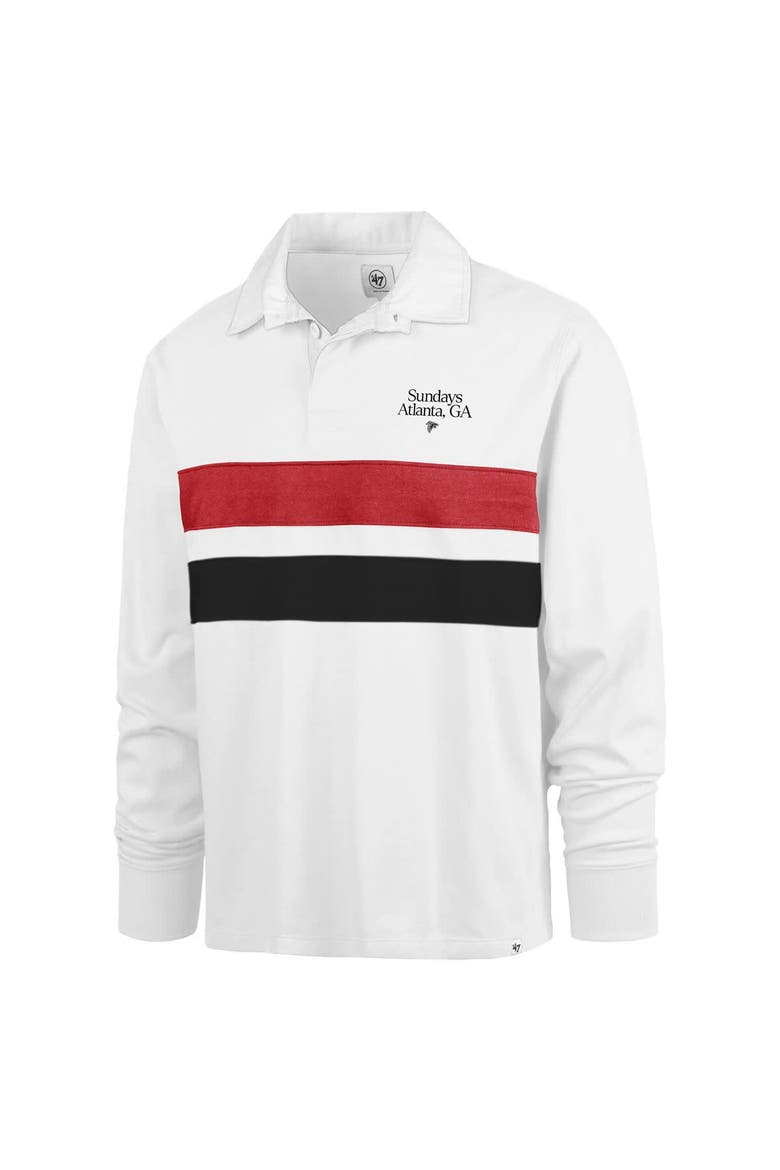 Men's '47 White Atlanta Falcons Sundays Clubhouse Knox Thames Long Sleeve Rugby Polo, Alternate, color, White