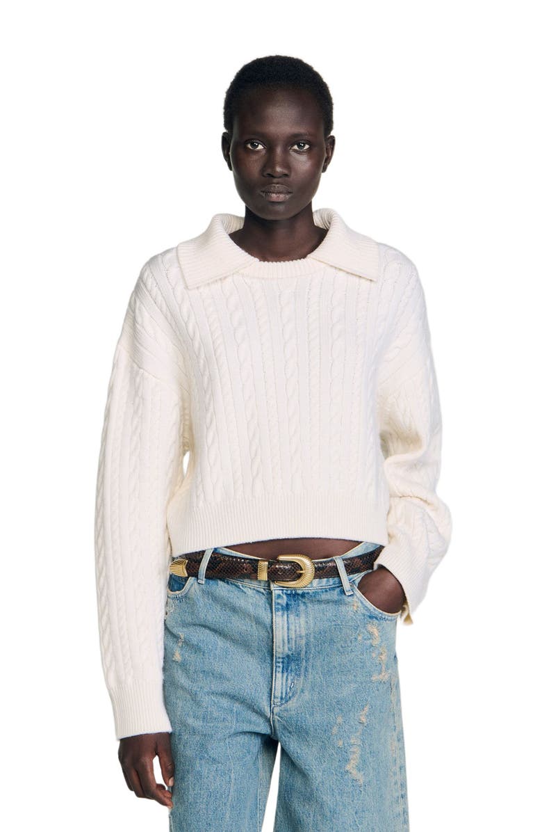 SANDRO Sailor-neck sweater, Main, color, Ecru