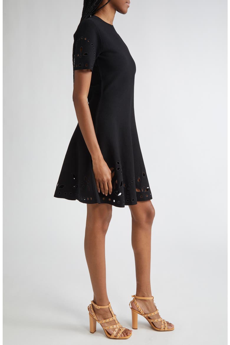 Fanna Eyelet Detail Knit Minidress, Alternate, color, NOIR