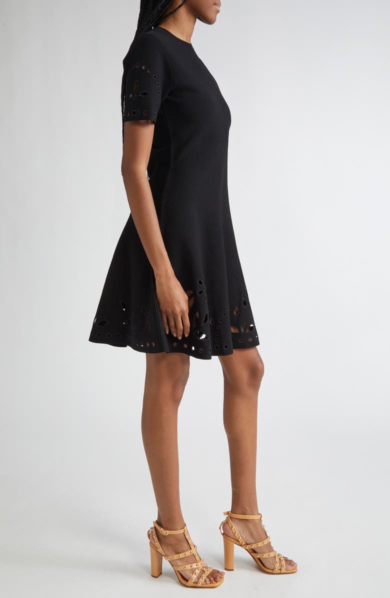 Ulla Johnson Fanna Eyelet Detail Knit Minidress, Alternate, color, Noir