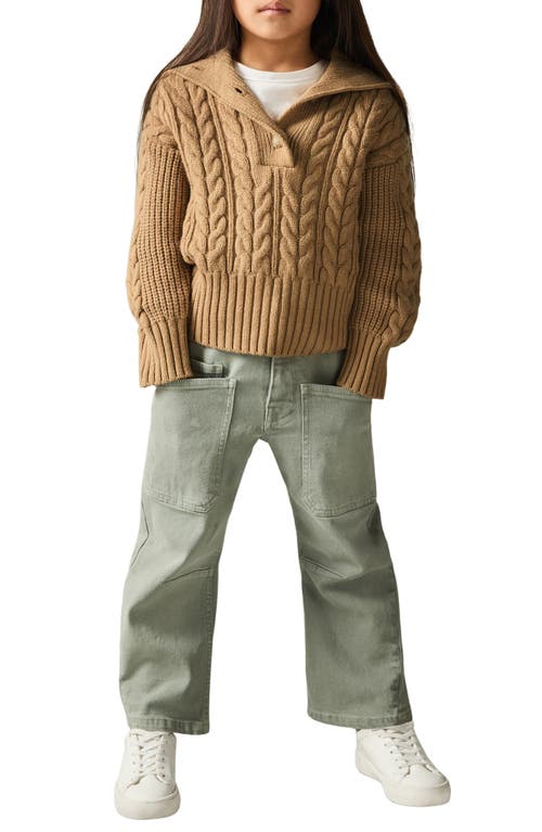 Reiss Kids' Etta Sr. Cable Knit Shawl Collar Sweater In Brown