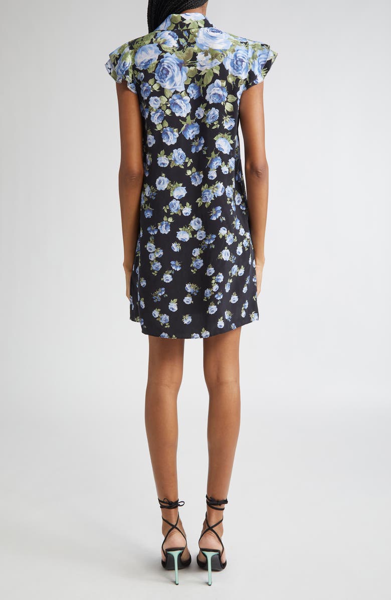 Alice + Olivia Jem Floral Ruffle Sleeve Mini Shirtdress, Alternate, color, 