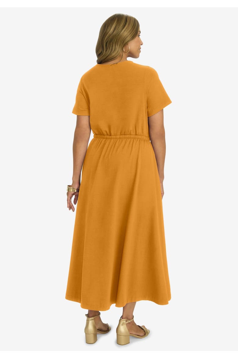 Stretch Cotton Drawstring Maxi Dress, Alternate, color, RICH GOLD