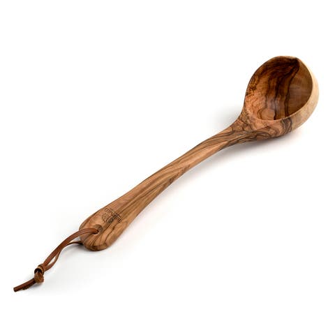 Handcrafted Olive Wood 14-Inch Ladle