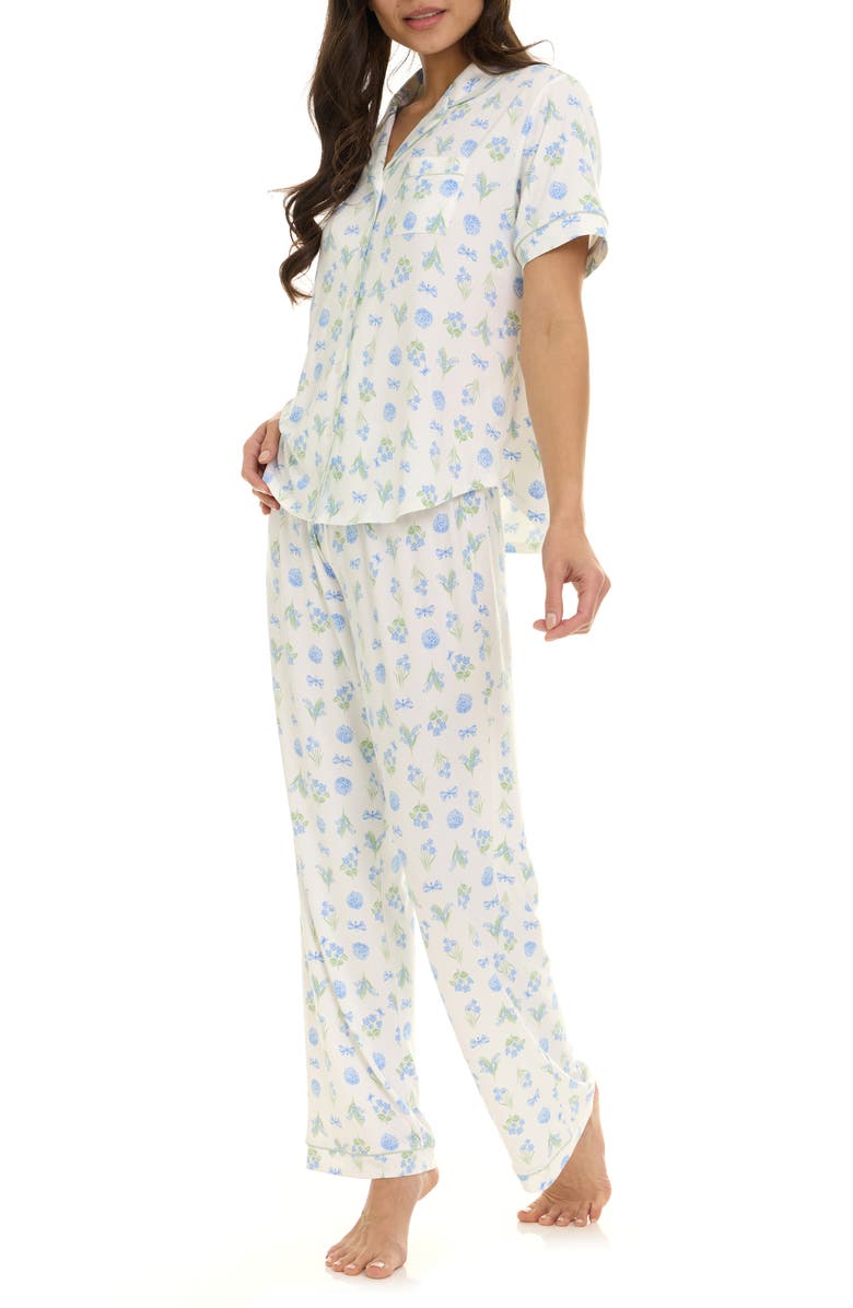 Flora By Flora Nikrooz Gabriella Piped Jersey Pajamas, Alternate, color, Cream