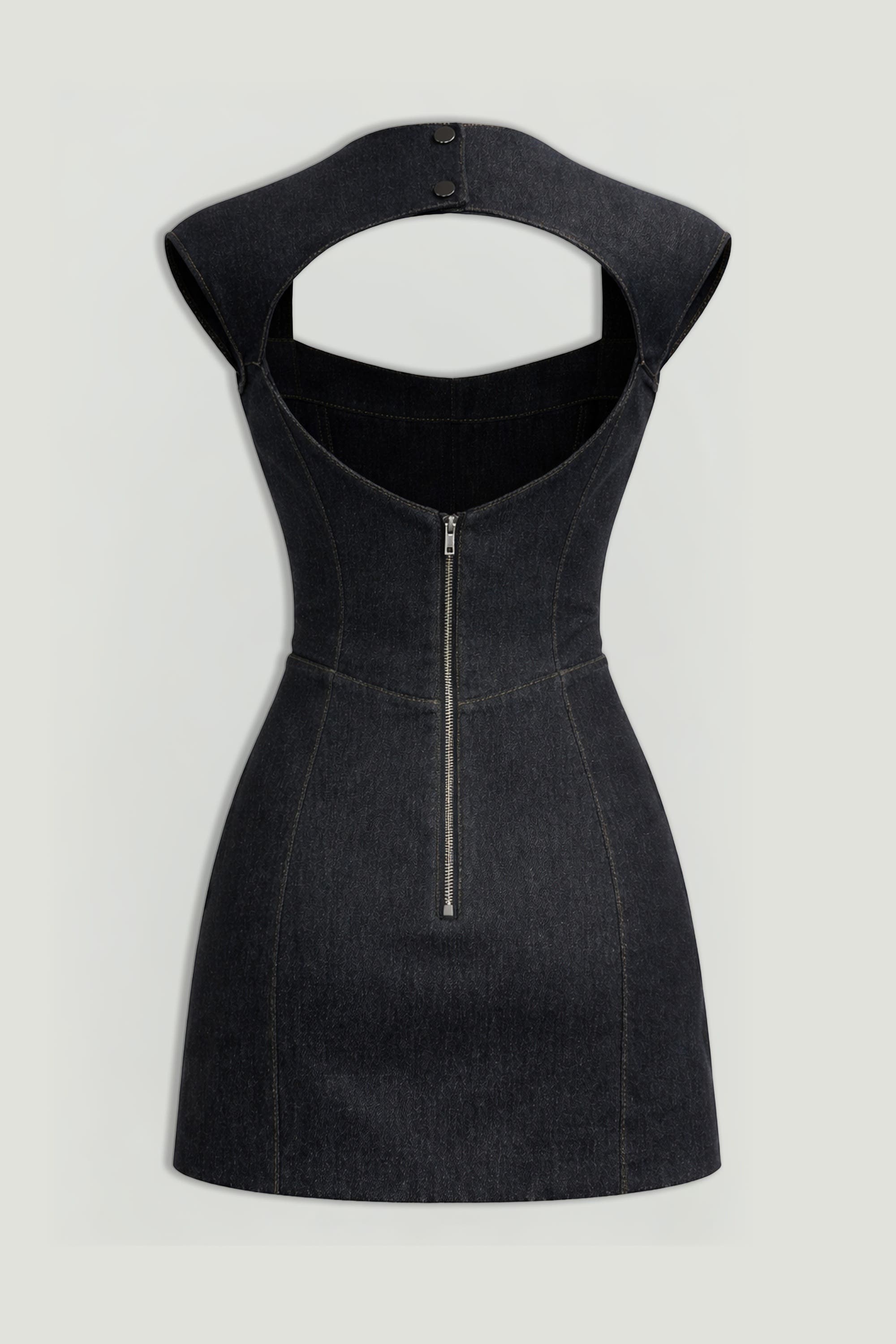 Nocturne Backless Mini Denim Dress with Built-In Cup Detail (Women)
