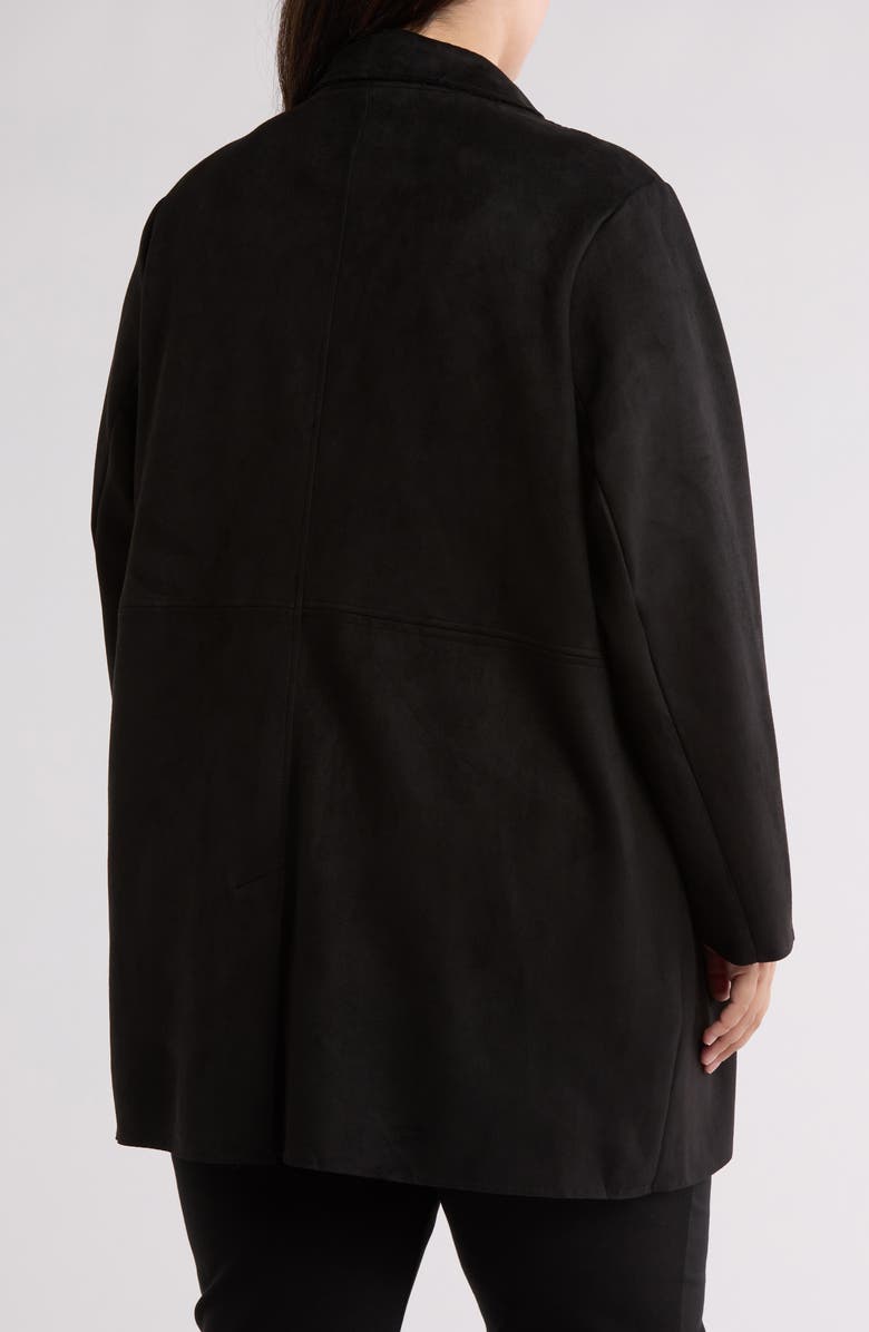 T Tahari Faux Suede Coat, Alternate, color, Black