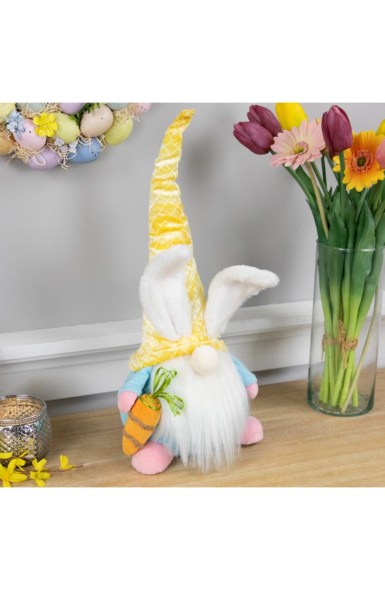 Northlight Gnome with Bunny Ears Easter Figure - 18.5" - Yellow and Blue, Alternate, color, Yellow