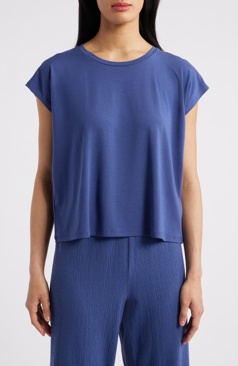 Eileen Fisher Short Sleeve Tencel<sup>®</sup> Lyocell T-Shirt, Main, color, Bluette