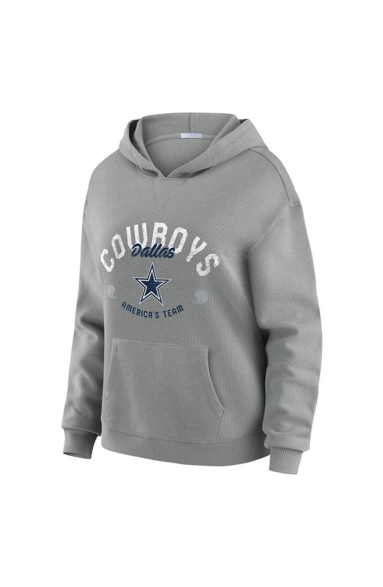WEAR by Erin Andrews Women's WEAR by Erin Andrews Gray Dallas Cowboys Plus Size Waffle-Knit Long Sleeve Hooded Shirt & Pants Lounge Set, Alternate, color, Gray