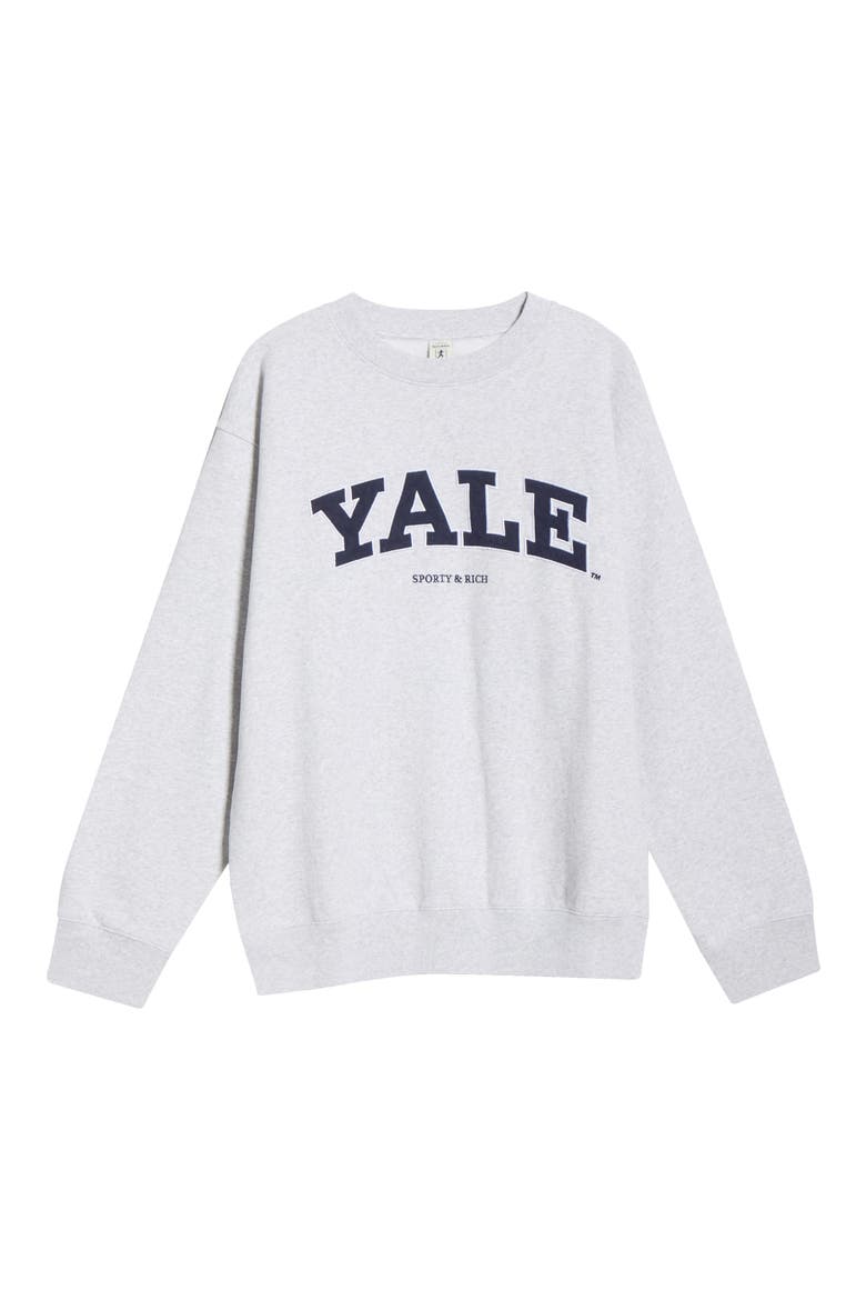 Gender Inclusive Yale Embroidered Crewneck Sweatshirt, Main, color, HEATHER GRAY