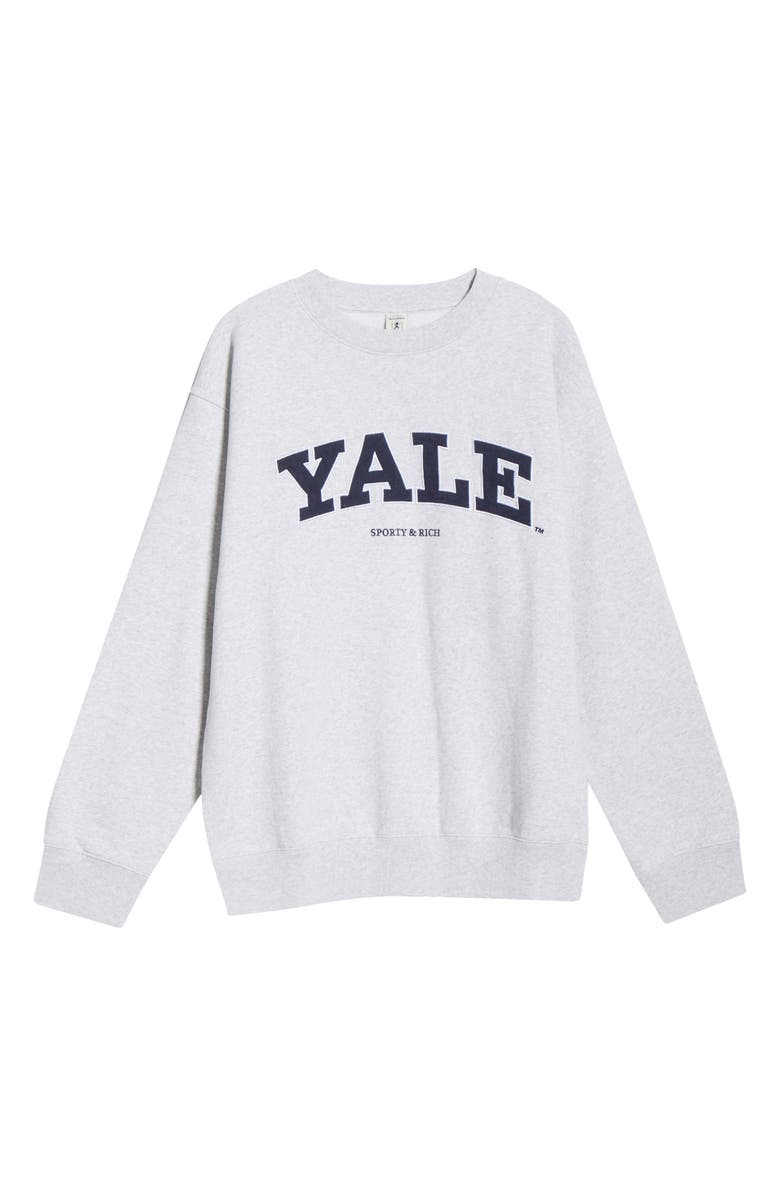 Sporty & Rich Gender Inclusive Yale Embroidered Crewneck Sweatshirt, Main, color, Heather Gray