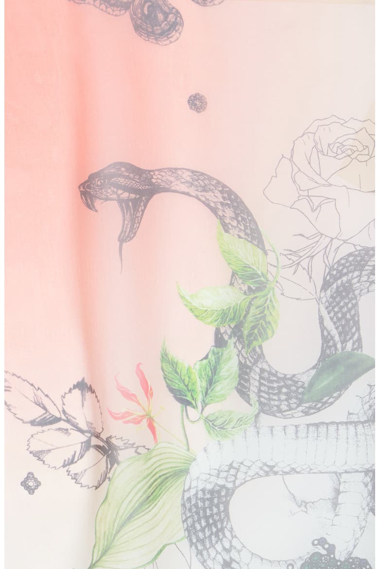 Alexander McQueen Wild Botanical Skull Print Silk Scarf, Alternate, color, IVORY PINK