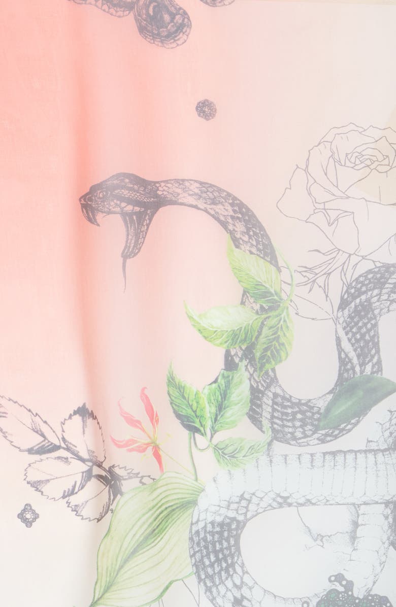 McQueen Alexander McQueen Wild Botanical Skull Print Silk Scarf, Alternate, color,