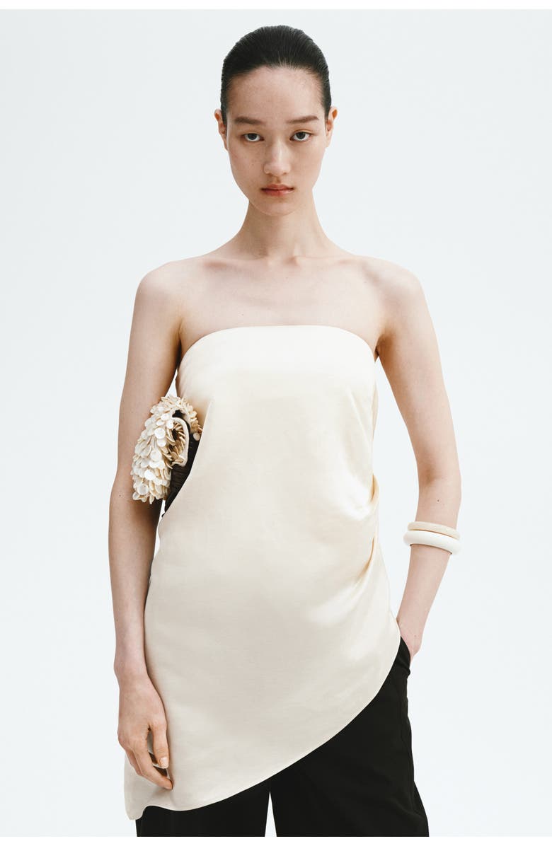 H&M Satin Bandeau Top, Alternate, color, Cream