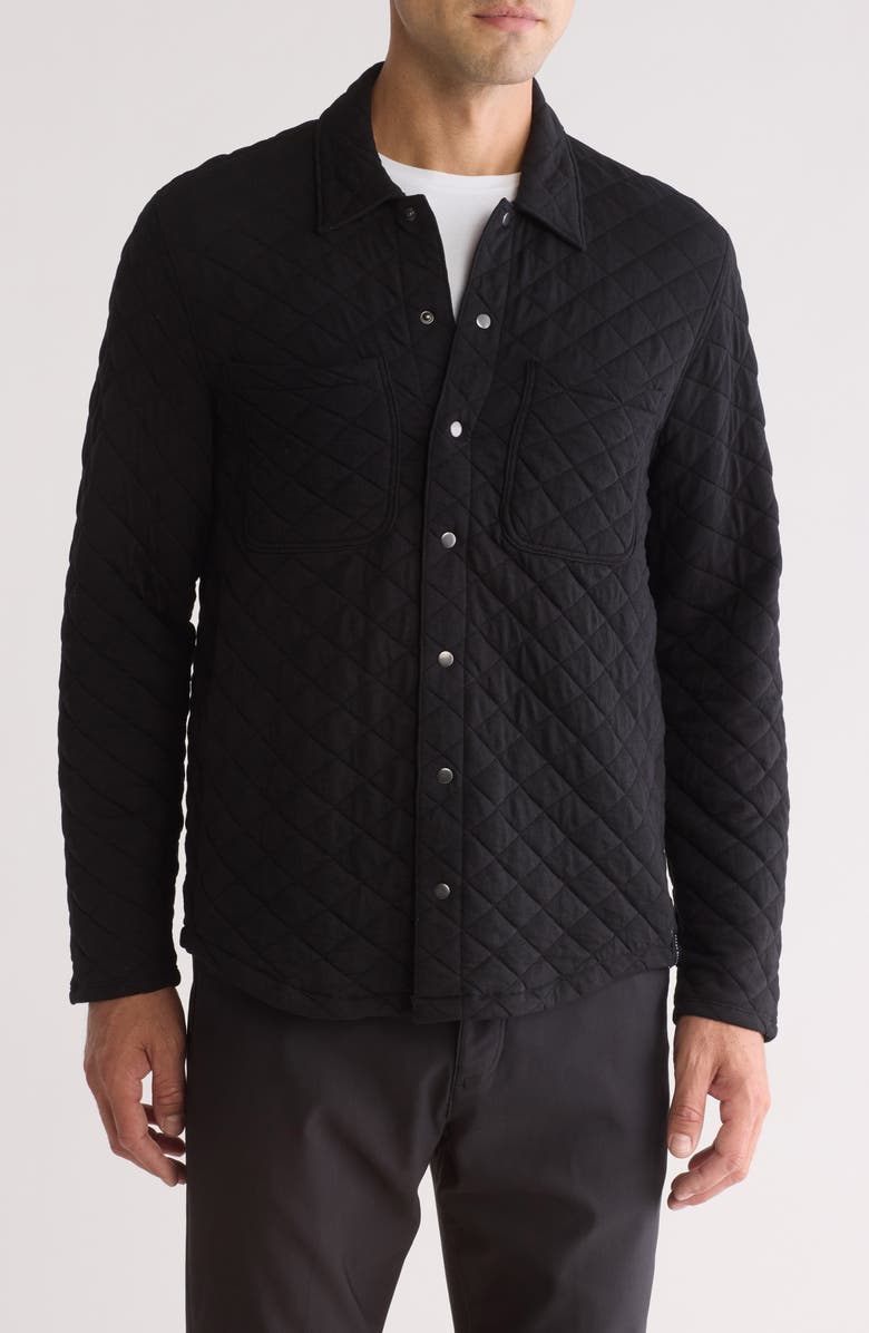Perry Ellis Diamond Quilted Shirt Jacket, Main, color, Black