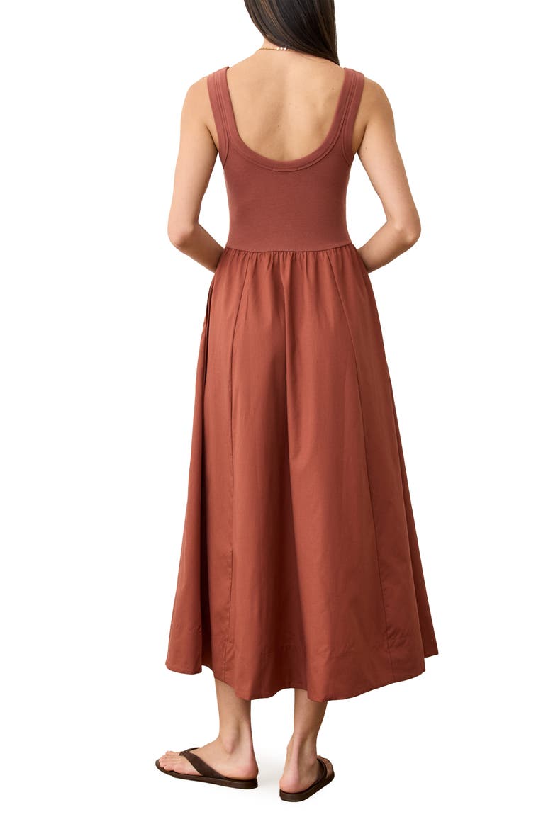 Gemma Mixed Media Midi Dress, Alternate, color, HENNA